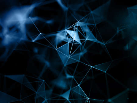 3D render of a techno background with low poly plexus designの写真素材