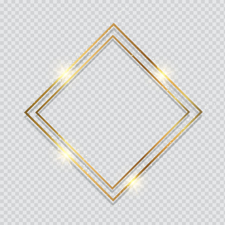 Metallic gold frame on a transparent styled backgroundのイラスト素材