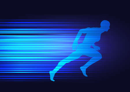 motion background with silhouette of a male sprintingのイラスト素材