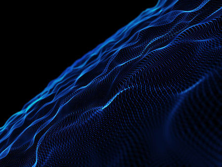 3D render of an abstract background with flowing cyber particles