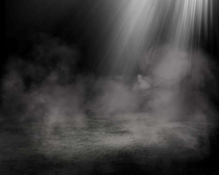 3D render of a grunge room interior with smoky atmosphereの写真素材