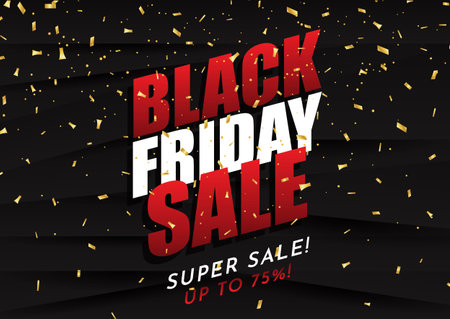 Black Friday sale background with falling gold confettiのイラスト素材