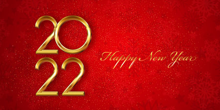 Happy New Year banner with red and gold design