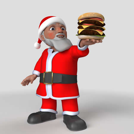 3D Render of Cartoon Santa Claus Characterの写真素材