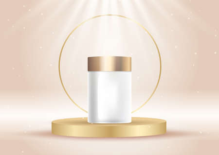 Product display background with a blank cosmetic bottle on podiumのイラスト素材