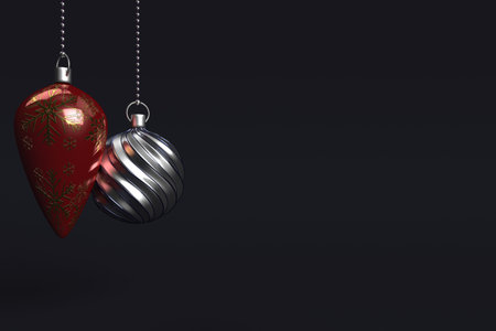 3D Render of Christmas background with hanging bauble