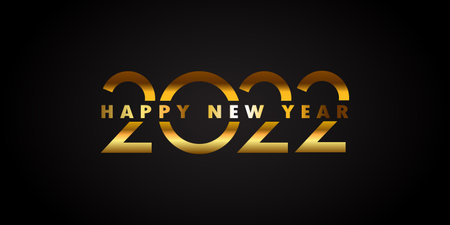Happy New Year banner with a gold lettering designのイラスト素材