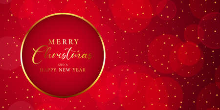 Elegant red and gold Christmas banner designのイラスト素材