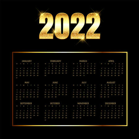 Elegant black and gold calendar designのイラスト素材