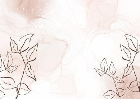 Floral design on a hand painted watercolour backgroundのイラスト素材