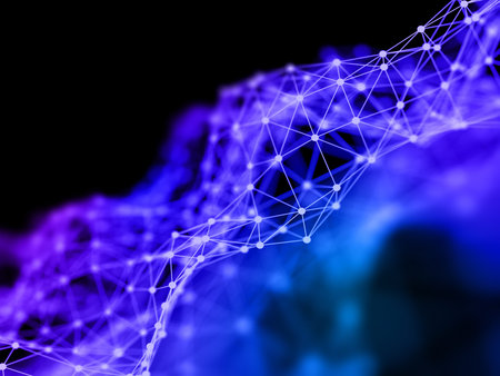 3D render of a network communications background with shallow depth of field