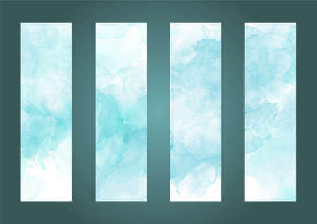 Collection of hand painted watercolour bookmarksのイラスト素材