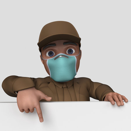3D Render of Cartoon Delivery Driver