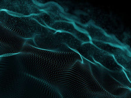 3D render of an abstract network communications background with cyber particlesの写真素材
