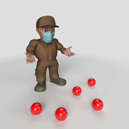 3D Render of Cartoon Delivery Driverの写真素材