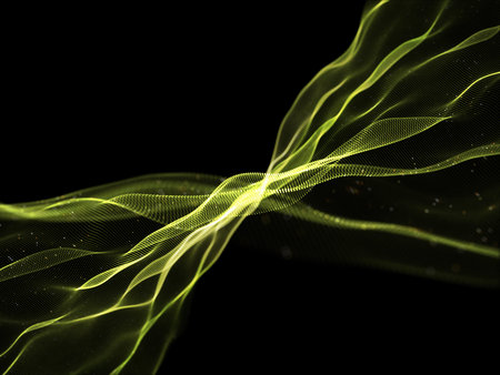 3D render of an abstract technology background with flowing cyber particles