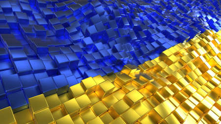 3d render of Abstract Ukraine geometric backgroundの写真素材