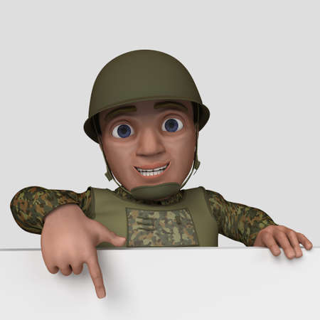 3D Render of Cartoon Soldier Characterの写真素材