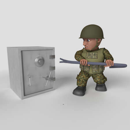 3D Render of Cartoon Soldier Characterの写真素材