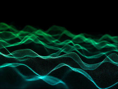 3D render of an abstract network communications background with flowing digital particlesの写真素材