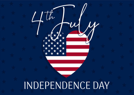 4th July - Independence day background with stars and stripes in heartのイラスト素材