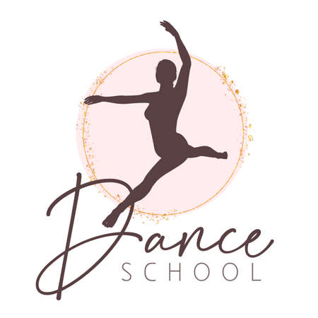 Dance school logo design with silhouette of female dancerのイラスト素材