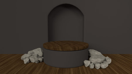 3D Render of pedestal for display. Blank podium for product.の写真素材