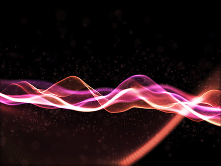 3D render of an abstract modern technology background with flowing cyber particles