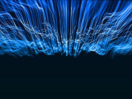 3D render of a network communications background with flowing digital waves