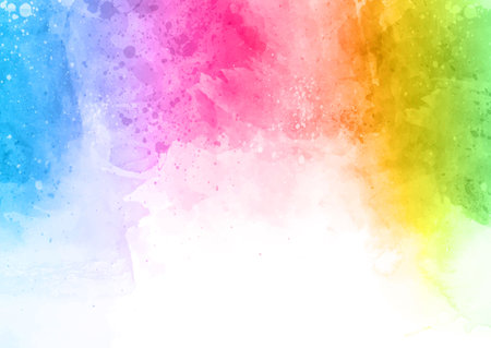 Rainbow coloured hand painted watercolour texture backgroundのイラスト素材