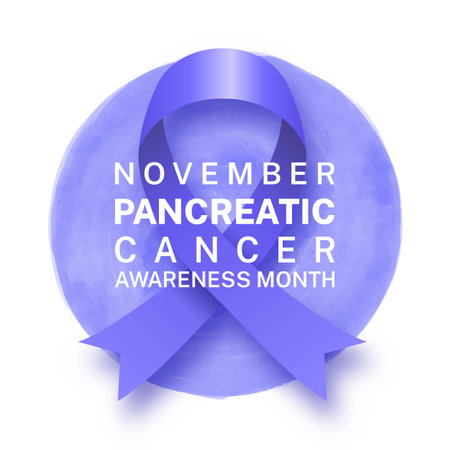 Watercolour background with ribbon for Pancreatic cancer awareness monthのイラスト素材