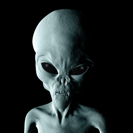 3D render of an alien type creature on a black backgroundの写真素材