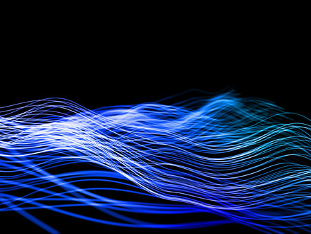 3D render of an abstract background with flowing cyber lines