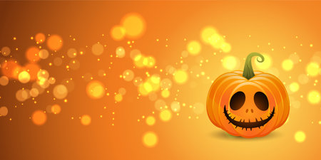Spooky Halloween banner design with jack o lanternのイラスト素材