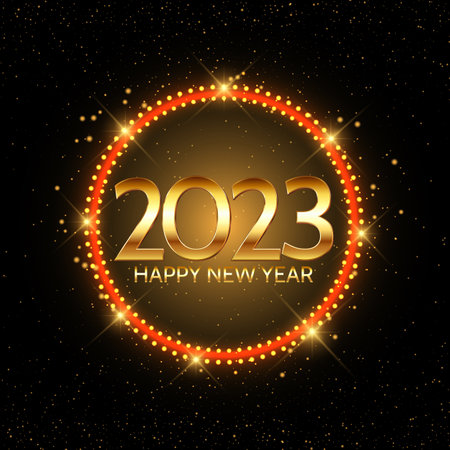 Happy new year background with glowing lights designのイラスト素材