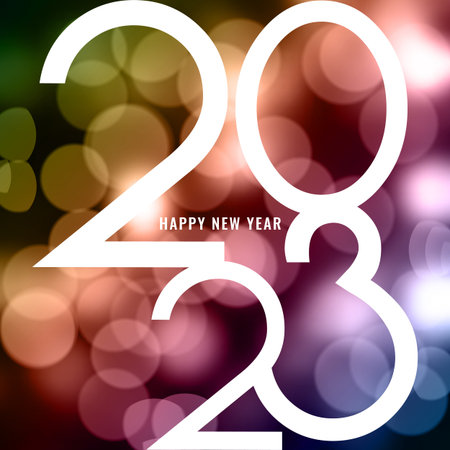 Happy new year background on a bokeh lights design