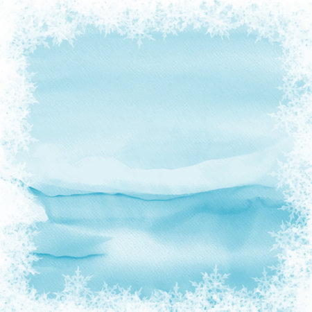 Christmas watercolour background with a snowflake borderのイラスト素材