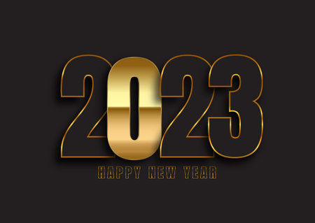 Happy New Year modern banner with gold and black design