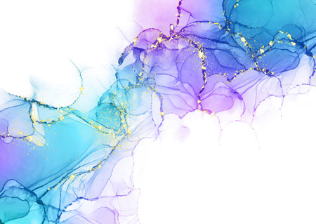 Decorative alcohol ink hand painted design with glitter elementsのイラスト素材