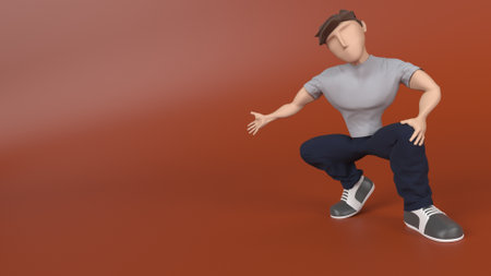 3D Render of a Young person presenting to empty copyspaceの写真素材
