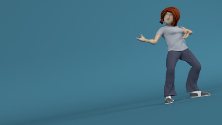 3D Render of a Young person presenting to empty copyspaceの写真素材