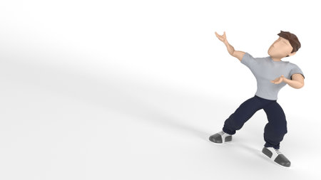 3D Render of a Young person presenting to empty copyspaceの写真素材