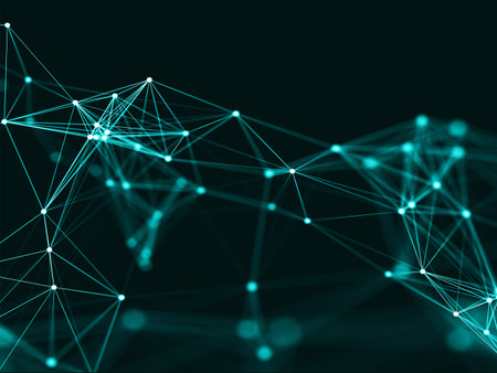 3D render of an abstract cyber network visualization design