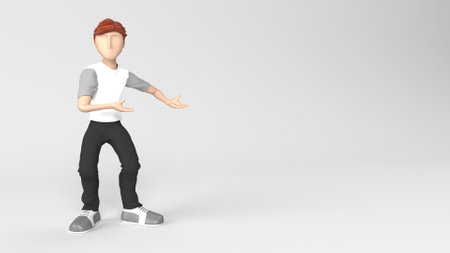 3D Render of a Young person presenting to empty copyspaceの写真素材