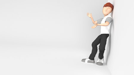 3D Render of a Young person presenting to empty copyspace
