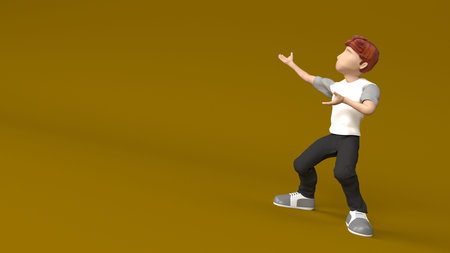 3D Render of a Young person presenting to empty copyspace
