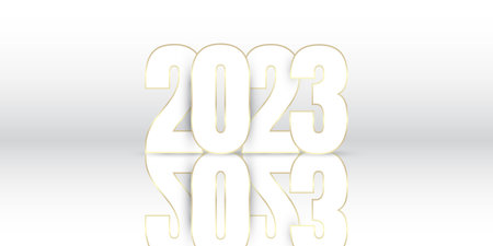 Minimal elegant Happy New Year banner in white and goldのイラスト素材