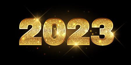 Happy New Year banner with a glittery gold design
