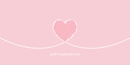 Banner for Valentines Day with scribble heart designのイラスト素材