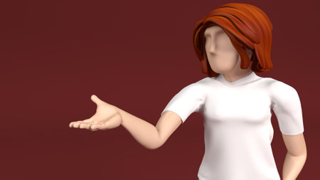 3D Render of a Young person holding out empty handの写真素材